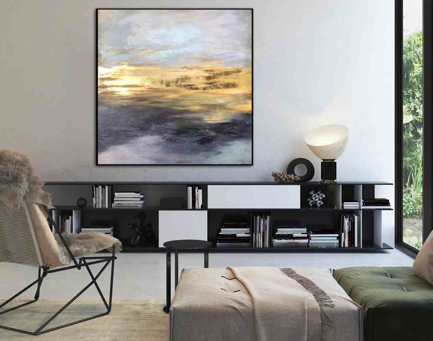 Leaf Original Handmade Living Entryway Minimalist Abstract Canvas 2JNSJ